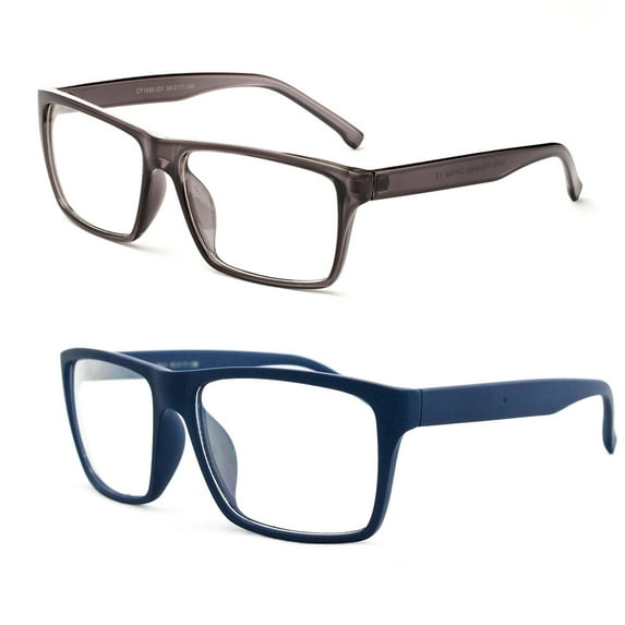 Newbee Fashion -High Quality Classic Unisex Squared Fashion Clear Lens Eye Glasses with Flash Lens