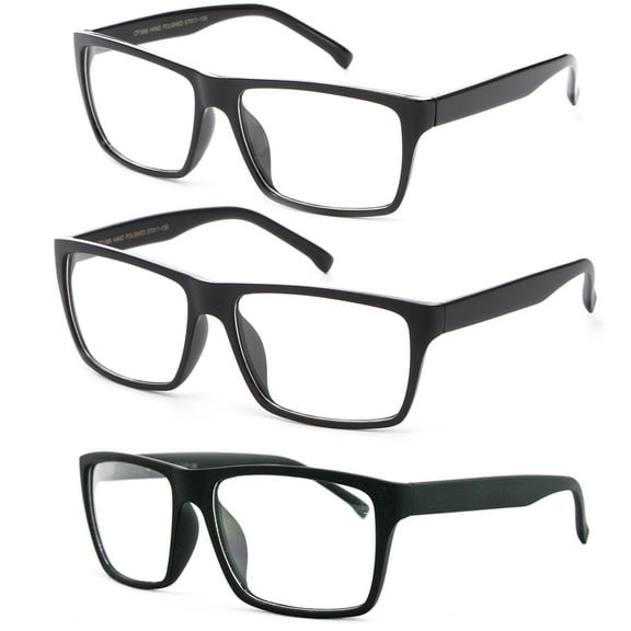 Newbee Fashion -High Quality Classic Unisex Squared Fashion Clear Lens Eye Glasses with Flash Lens