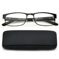thumbnail image 1 of Newbee Fashion High Quality Metal Reading Glasses Men Women Modern Design Metal Rectangular Readers with Case, 1 of 4