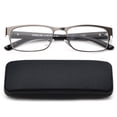 thumbnail image 1 of Newbee Fashion High Quality Metal Reading Glasses Men Women Modern Design Metal Rectangular Readers with Case, 1 of 4