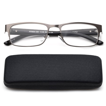 Newbee Fashion High Quality Metal Reading Glasses Men Women Modern Design Metal Rectangular Readers with Case