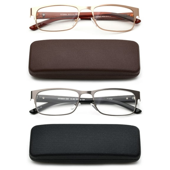 Newbee Fashion High Quality Metal Reading Glasses Men Women Modern Design Metal Rectangular Readers with Case