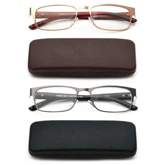 Newbee Fashion High Quality Metal Reading Glasses Men Women Modern Design Metal Rectangular Readers with Case