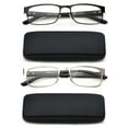 thumbnail image 1 of Newbee Fashion High Quality Metal Reading Glasses Men Women Modern Design Metal Rectangular Readers with Case, 1 of 4