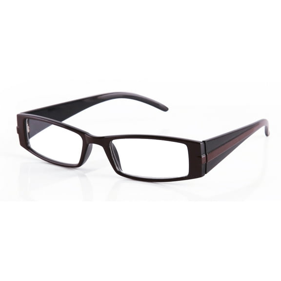 Newbee Fashion - IG Unisex Clear Lens Slick Metallic Look Striped Temple Plastic Squared Clear Glasses