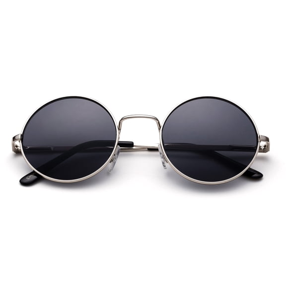 Newbee Fashion - John Lennon 48mm Sunglasses for Kids Teens Junior 60's Viantage Round Kids Sunglasses Circle Lens Metal Rim Hippie Children Sunglasses with Flash Lens Spring Hinge