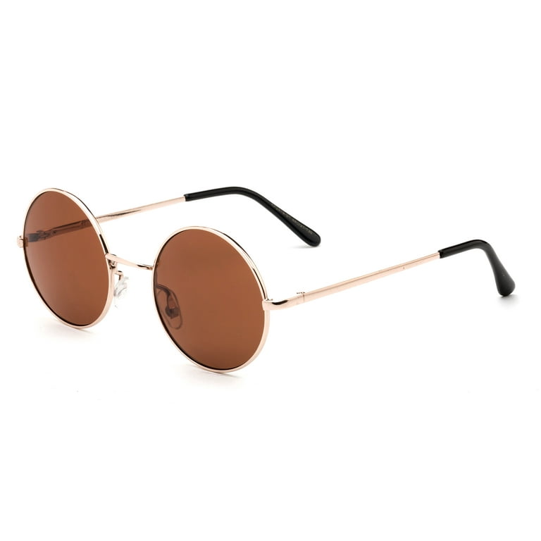 Newbee Fashion John Lennon 48mm Sunglasses for Kids Teens Junior 60 s Viantage Round Kids Sunglasses Circle Lens Metal Rim Hippie Children Sunglasses with Flash Lens Spring Hinge Walmart