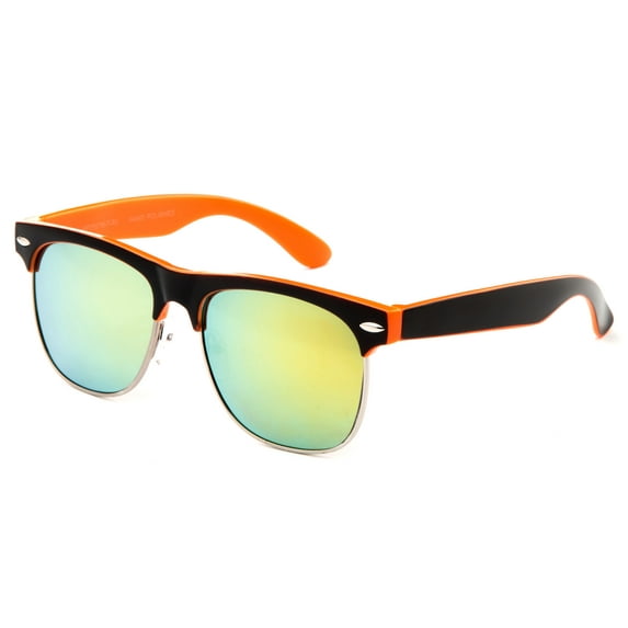 Newbee Fashion - "Kay" Kids Vintage Metal Finish Flash Lens Fashion Sunglasses