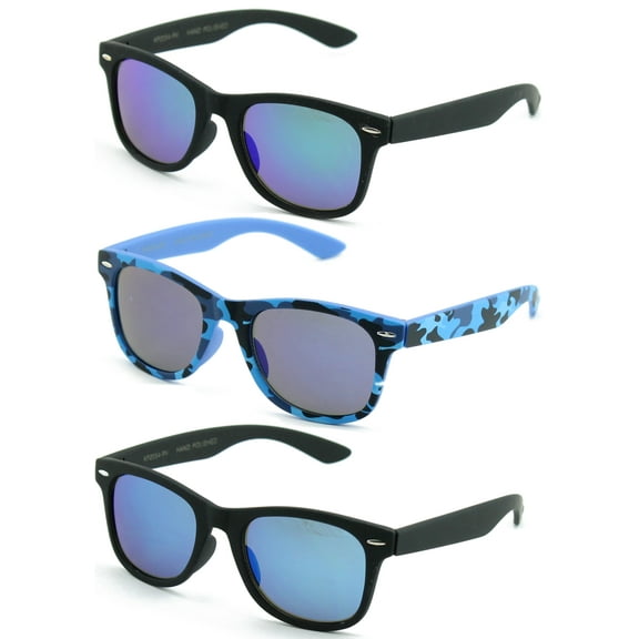 Newbee Fashion - Kids 80's Classic Vintage Retro Style Mirrored Lens Camo Design Fashion Sunglasses Camouflage