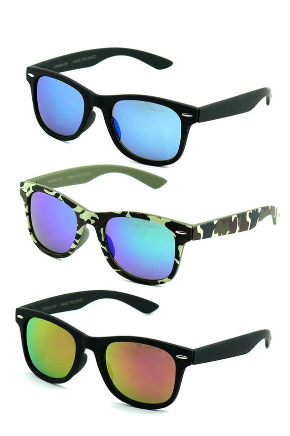 Newbee Fashion - Kids 80's Classic Vintage Retro Style Mirrored Lens Camo Design Fashion Sunglasses Camouflage