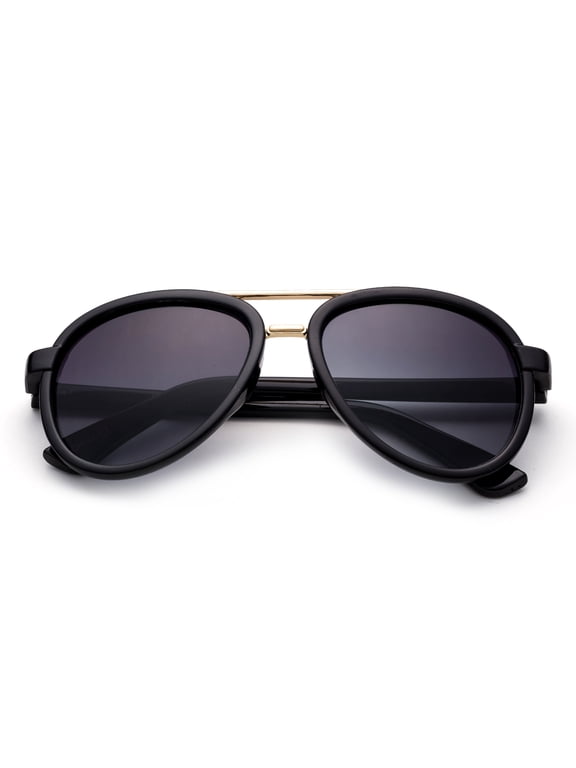 Newbee Fashion -Kids Girls Boys Plastic Aviator Sunglasses with Metal Bridge Stylish Fashion Kids Sunglasses with Flash Mirrorrd Lens UV Protection Lead Free High Quality