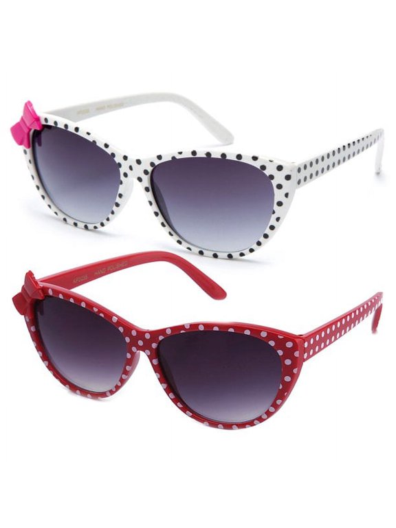 Newbee Fashion - Kids Girls Cute Bow Fashion Sunglasses One Piece Shield Lense (4-12 Years) UV Protection