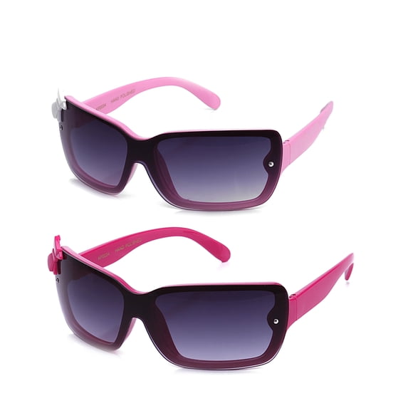 Newbee Fashion - Kids Girls Cute Bow Fashion Sunglasses One Piece Shield Lense (4-12 Years) UV Protection