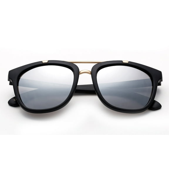 Newbee Fashion -Kids Girls High Fashion Plastic Aviator Sunglasses with Metal Bridge Stylish Oversized Fashion Girls Sunglasses with Flash Mirrorrd Lens UV Protection Lead Free High Quality