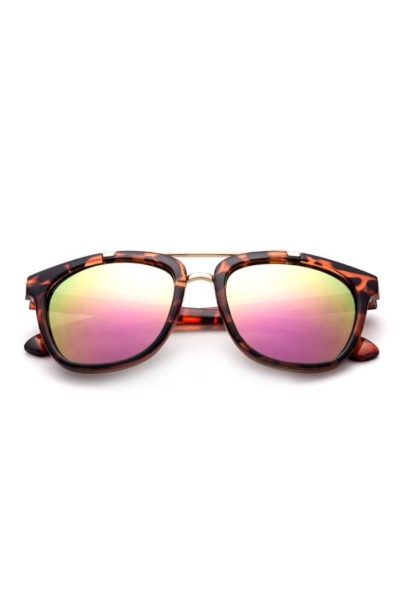 Newbee Fashion -Kids Girls High Fashion Plastic Aviator Sunglasses with Metal Bridge Stylish Oversized Fashion Girls Sunglasses with Flash Mirrorrd Lens UV Protection Lead Free High Quality