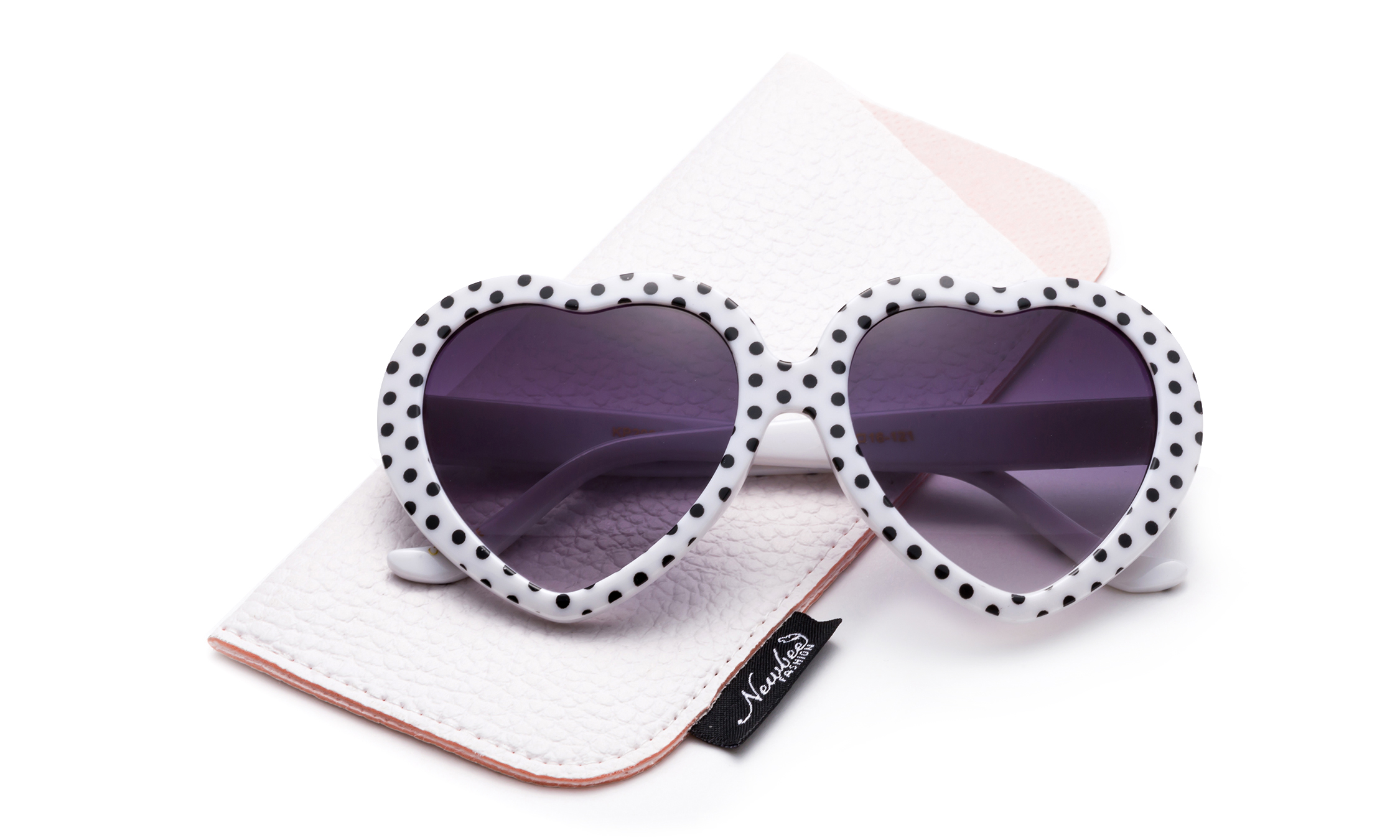 Newbee Fashion-Kids Heart Sunglasses Girls Heart Shaped Sunglasses Polka Dots Cute Vintage Look UV Protection w/Carrying Pouch - image 1 of 3