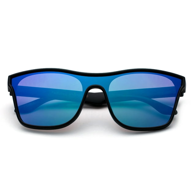 Newbee Fashion - Kids Shield Sunglasses Boys Sunglasses Cool & Fashion Look One Piece Lens with Flash Mirror Lens Sunglasses for Boys UV Protection Lead Free