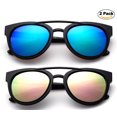 thumbnail image 1 of Newbee Fashion - Kids Teens Juniors Plastic Fashion Sunglasses for Girls & Boys Flash Mirror Lens Stylish Popular Aviator Shape Kids Fashion Sunglasses High Quality in 2 Value Pack, 1 of 4
