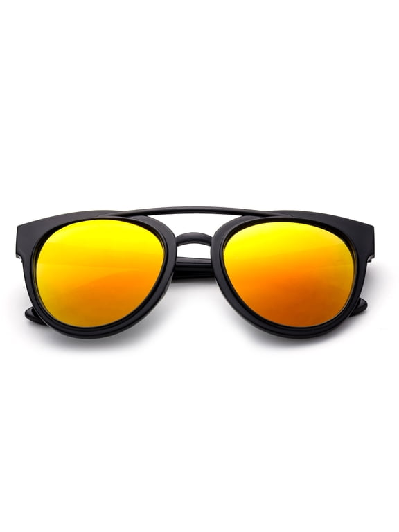 Newbee Fashion - Kids Teens Juniors Plastic Fashion Sunglasses for Girls & Boys Flash Mirror Lens Stylish Popular Aviator Shape Kids Fashion Sunglasses High Quality