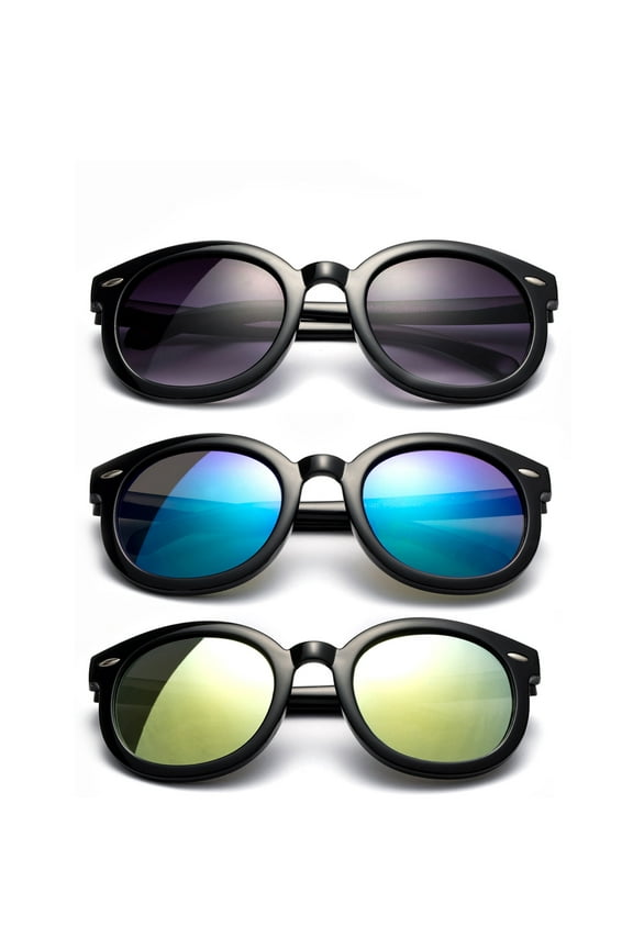 Newbee Fashion - Kyra Girls Fashion Sunglasses Round Vintage Trendy Kids Sunglasses UV Protection Cateye Large Oversized