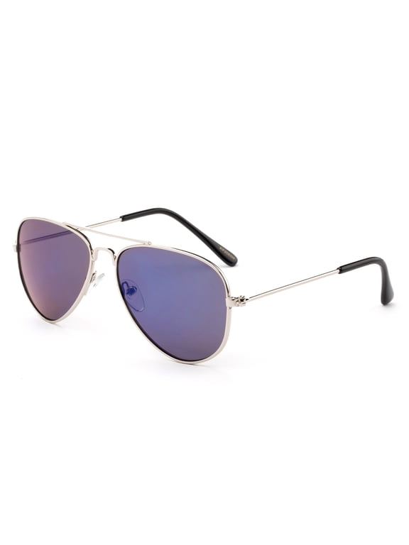 Newbee Fashion-Kyra Kids Classic Aviator Sunglasses Flash Mirror Lense Metal Frame UV Protection for Girls & Boys