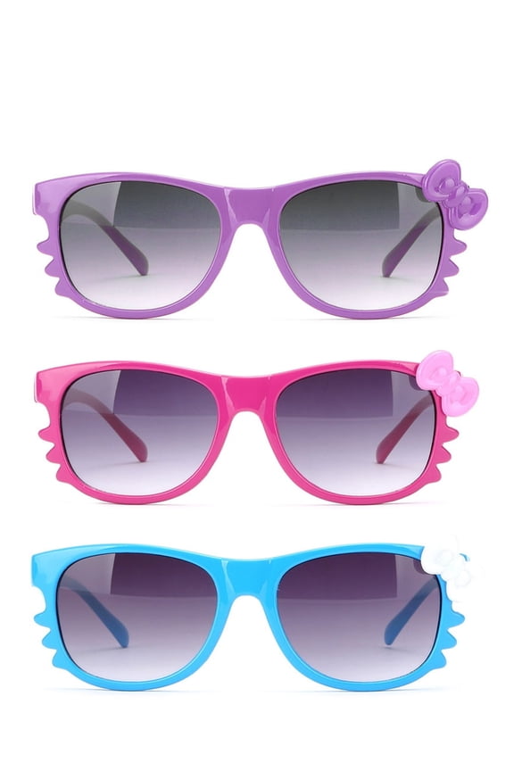 Newbee Fashion - Kyra Kids Retro Hello Kitty w/ Bow and Whiskers Lead-Free Sunglasses
