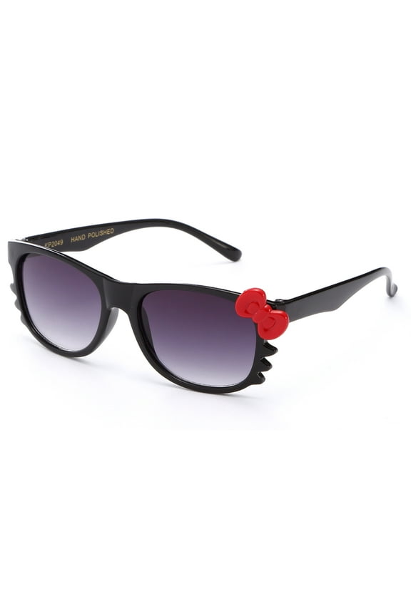 Newbee Fashion - Kyra Kids Retro Hello Kitty w/ Bow and Whiskers Lead-Free Sunglasses