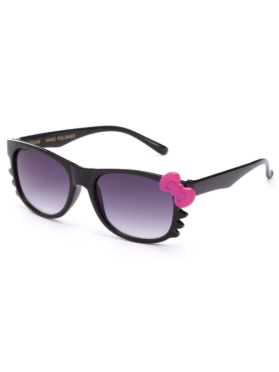 Newbee Fashion - Kyra Kids Retro Hello Kitty w/ Bow and Whiskers Lead-Free Sunglasses