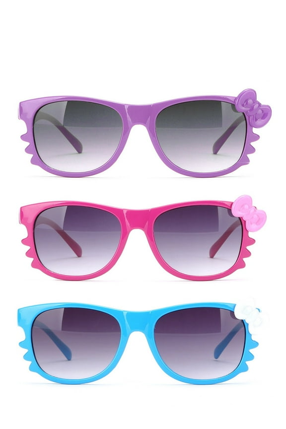 Newbee Fashion - Kyra Kids Retro Hello Kitty w/ Bow and Whiskers Lead-Free Sunglasses