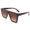 thumbnail image 1 of Newbee Fashion One Piece Flat Lens Oversized Fashion Sunglasses for Women, Rectangle Flat Top Wind Shield Composite Frame,Square Retro Rimless, Pins Decorations, UV 400, Tortoise Frame Smoke Lens, 1 of 2