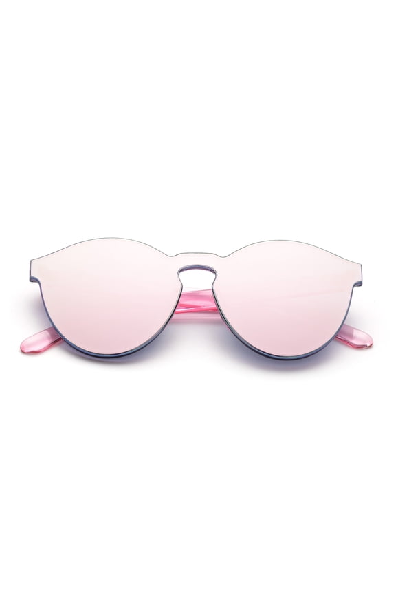 Newbee Fashion - One Piece Oversized Rimless Sunglasses Transparent Clear Candy Color Cateye Sunglasses