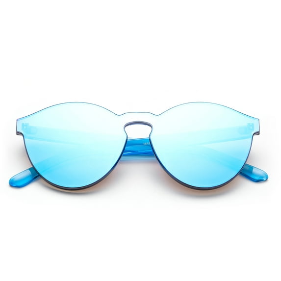 Newbee Fashion - One Piece Oversized Rimless Sunglasses Transparent Clear Candy Color Cateye Sunglasses
