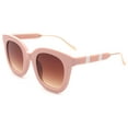 thumbnail image 1 of Newbee Fashion Oversized Round Vintage Frame Fashion Sunglasses for Women, Gold Metal Tips, Green and Red Strips Design on Arm, Pink Frame Gradient Brown Lens, 1 of 2