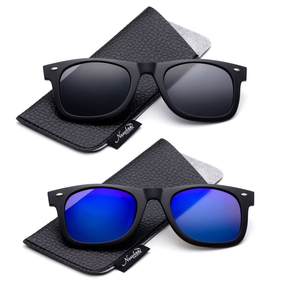 Newbee Fashion - Polarized Clip-On Flip Up Metal Clip Sunglasses Multi Purpose Flash Polarized Lenses (Glasses not included)