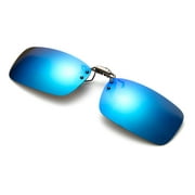 Newbee Fashion - Polarized Clip-On Flip Up Metal Clip Sunglasses Multi Purpose Polarized Lenses (Glasses not included) Blue Flash Mirror