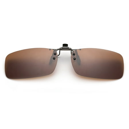 Newbee Fashion - Polarized Clip-On Flip Up Metal Clip Sunglasses Multi Purpose Polarized Lenses (Glasses not included) Brown