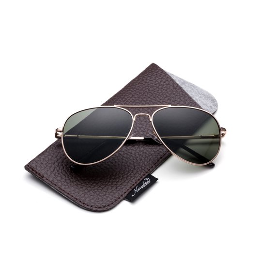 Newbee Fashion -Polarized Kids Teens Juniors Avaitor Sunglasses High Quality Duralble Staniless Steel Frame Spring Hinge Girls & Boys UV Protection with Carrying Pouch