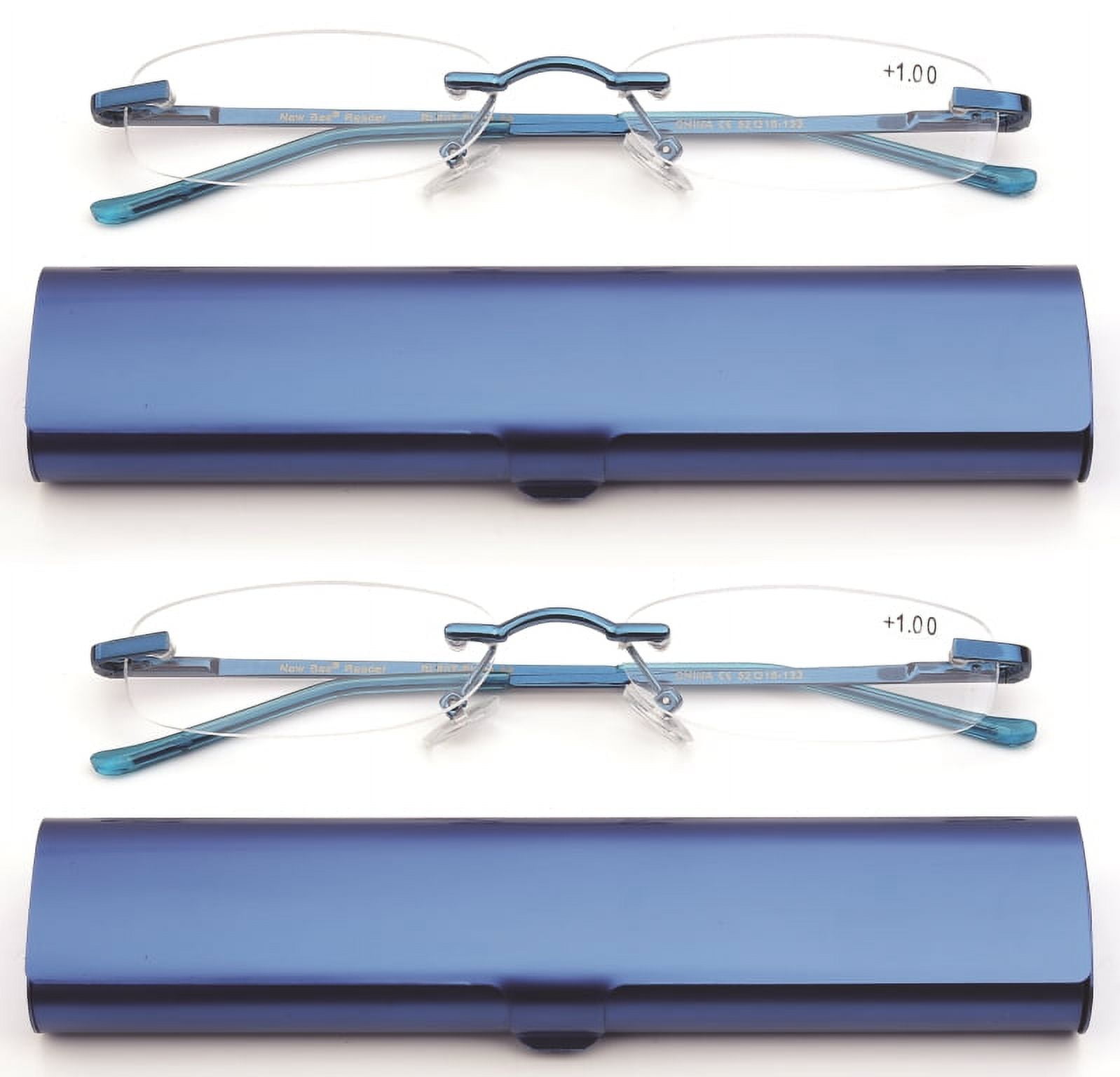 Rectangular Reader Lid Newbee Fashion-Portable Compact Reading Glasses in Aluminum Case Metal ...