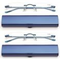 thumbnail image 1 of Newbee Fashion-Portable Compact Reading Glasses in Aluminum Case Metal Rectangle Rimless Reading Glasses Super Lightweight Reader Slim Design Comfort Fit 2 Pack Blue 2.75, 1 of 3