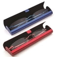 thumbnail image 1 of Newbee Fashion-Portable Compact Reading Glasses in Aluminum Case Metal Rectangle Rimless Reading Glasses Super Lightweight Reader Slim Design Comfort Fit 2 Pack Blue & Red 2.75, 1 of 3