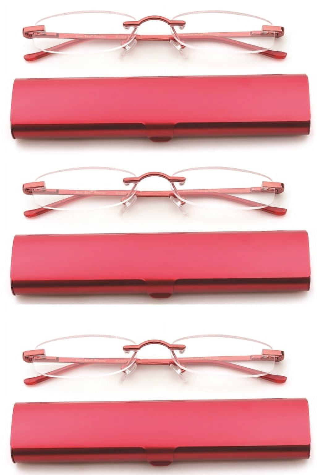 Rectangular Reader Lid Newbee Fashion-Portable Compact Reading Glasses in Aluminum Case Metal ...