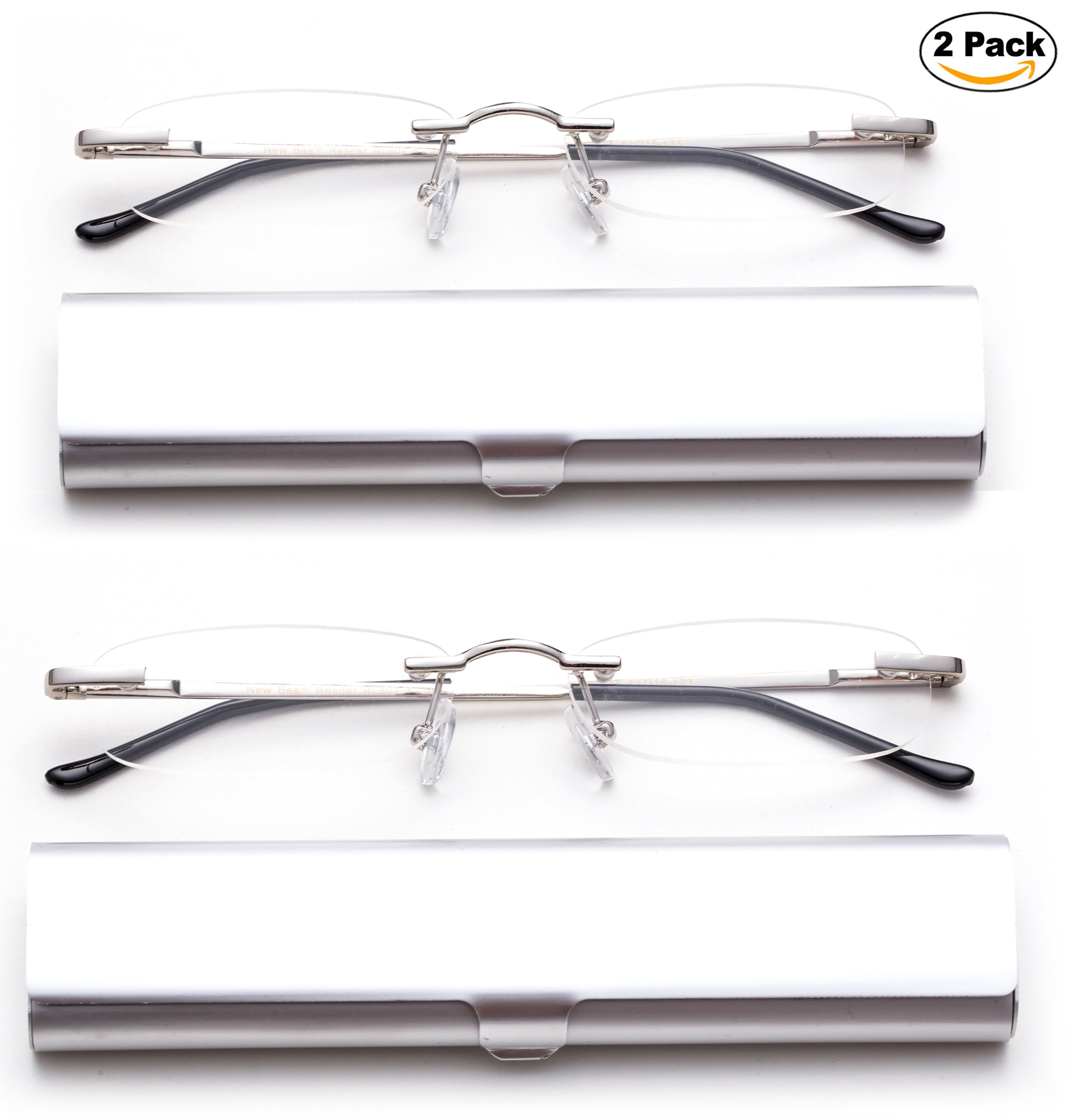 Newbee FashionPortable Compact Reading Glasses in Aluminum Case Metal