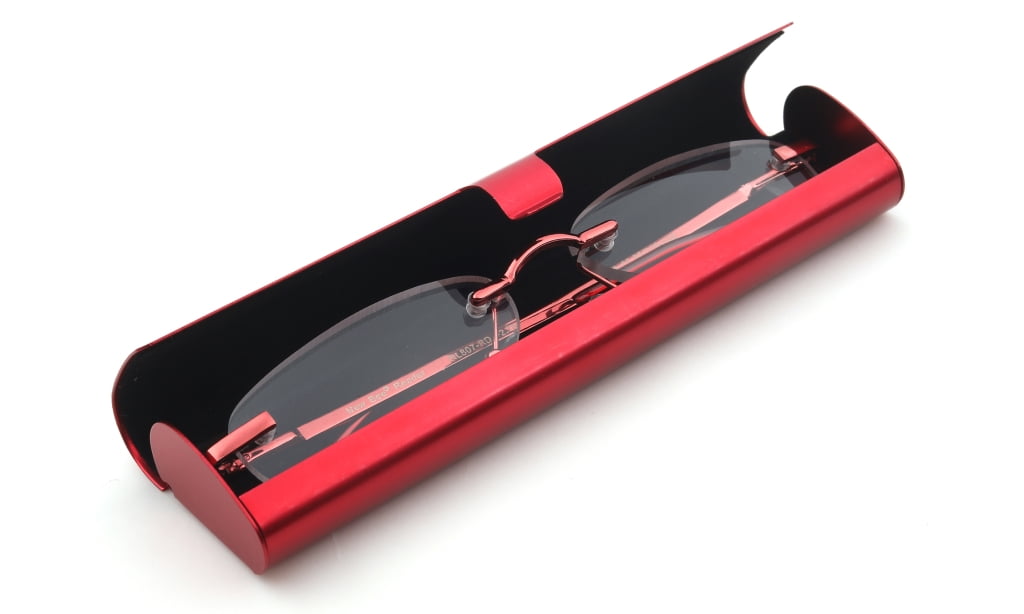 Newbee Fashion Portable Compact Reading Glasses, Aluminum Case, Rimless ...