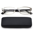 thumbnail image 1 of Newbee Fashion- Readers Metal Deluxe High Quality Reading Glasses Rectangular Frame Spring Hinge in Hard Case, 1 of 4
