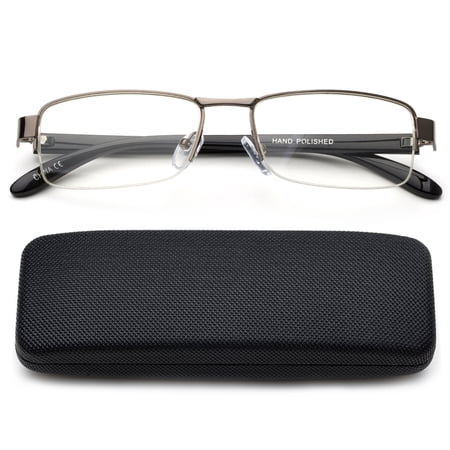 Newbee Fashion-Semi Half Readers Premium Reading Glasses Half Frame Slim Reading Glasses in Case