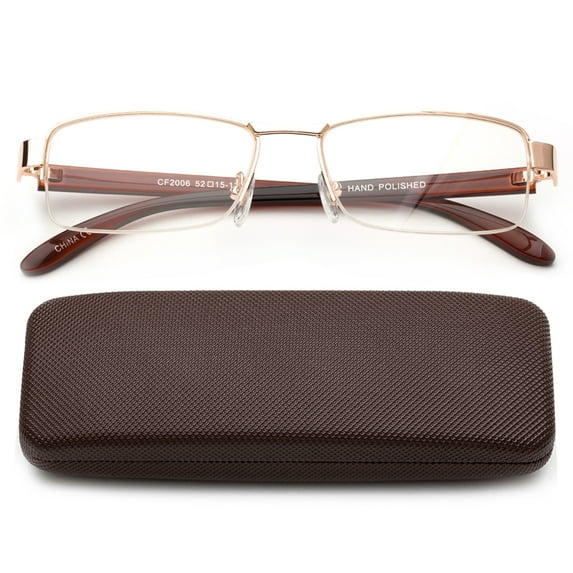Newbee Fashion-Semi Half Readers Premium Reading Glasses Half Frame Slim Reading Glasses in Case