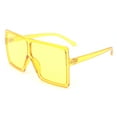thumbnail image 1 of Newbee Fashion Square Vintage Oversized Large Frame Fashion Sunglasses for Women, Men, Junior Teen, Rectangle Flat Top Composite Frame, Big Wind Shield Lens, UV 400, Yellow Frame Yellow Lens, 1 of 2