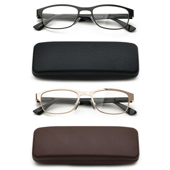 Newbee Fashion Unisex Metal Oval Reading Glasses with Case