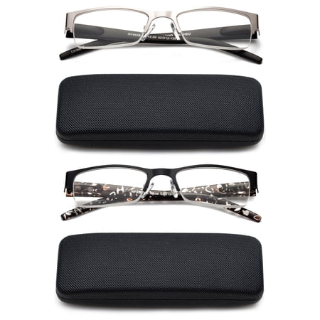 Newbee Fashion Unisex Spring Hinge Half Frame Reading Glasses, 2 Pack
