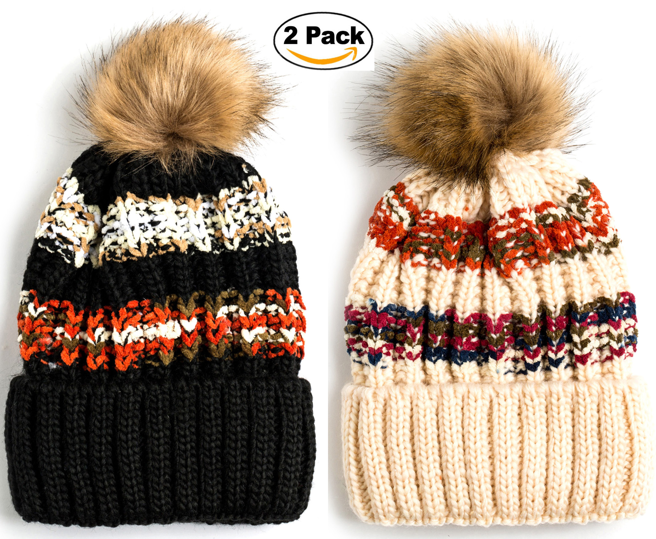 Cappello Invernale Da Donna Hawkins Con Pompon - Morbido, Caldo, Fodera In Pile - Rosa, Blu, Rosso